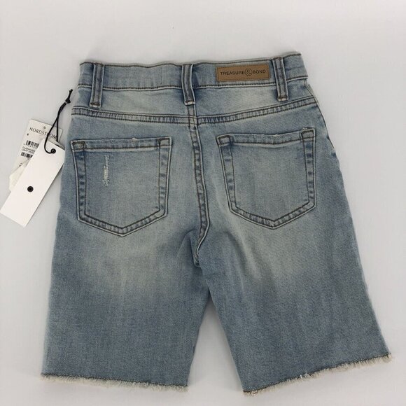 Treasure & Bond Jean Shorts Girls Size 8 Distressed Frayed Raw Hem Bermuda - Picture 7 of 10